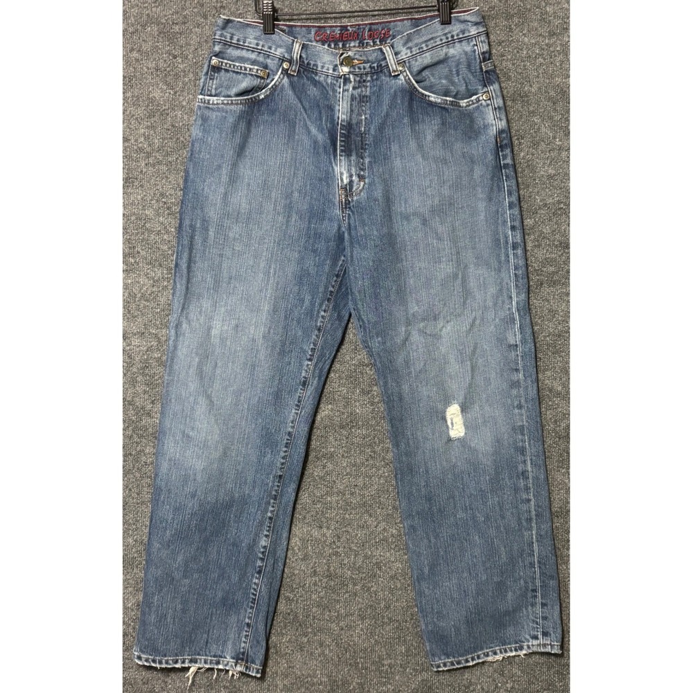 Cremieux Mens‎ 34x30 Jeans Blue Loose Fit Distressed